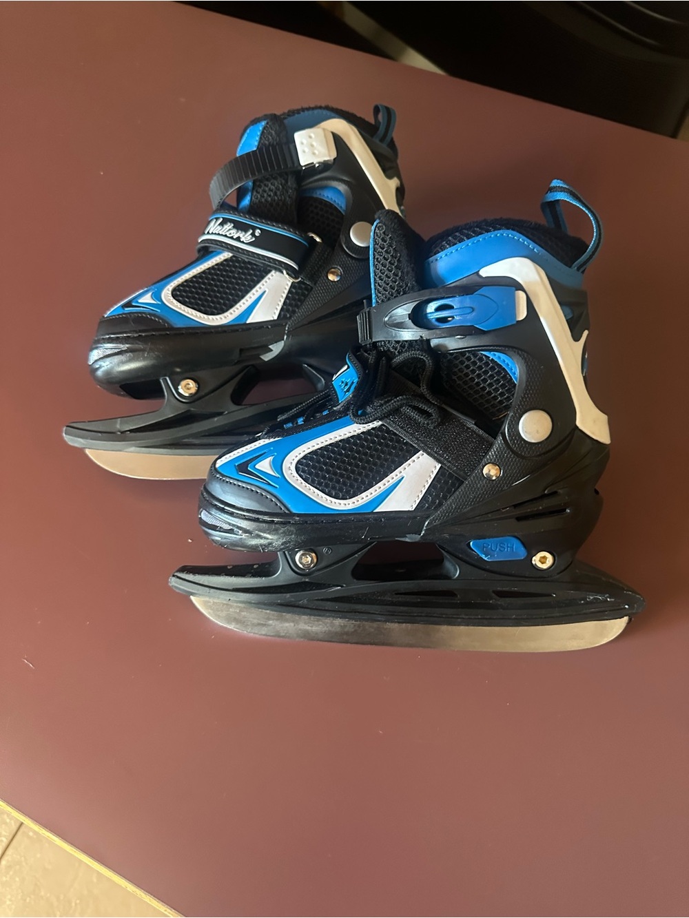 Nattork Kids Adjustable Blue and Black Ice Skates